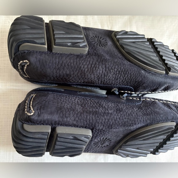 Ugg Australia Men\'s Sz 10 M Navy Pebbled Leather Moccasins Loafers slip on shoes main image 5